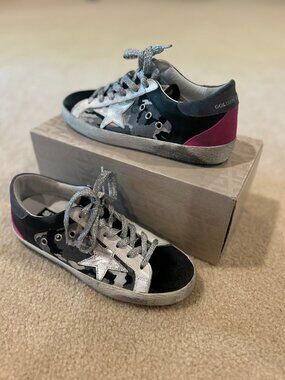 NEW Golden Goose Super-Star Black Camo Sneakers Size 38